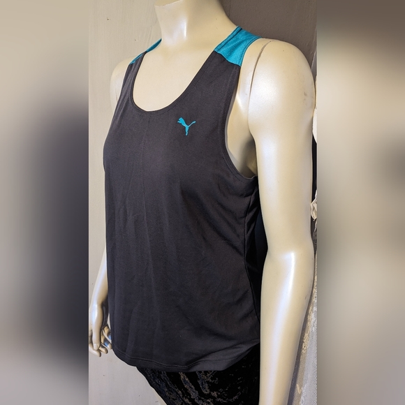 Puma brand racer back tank runner athletic top blue & grey tall X-large workout - Picture 3 of 7